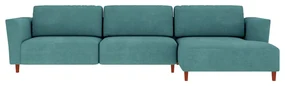 Sofá 310cm com Chaise Direita Franz Suede Turquesa - Gran Belo