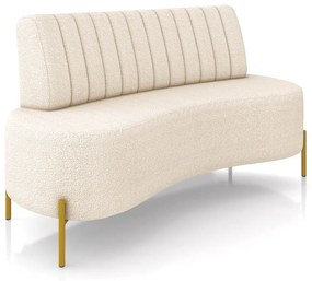 Sofá 2 Lugares Living 135cm Pé Ferro Dourado Maraú Bouclê Bege K01 - D'Rossi