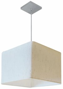 Lustre Pendente Quadrado Md-4059 Cúpula em Tecido 21/35x35cm Linho Bege - Bivolt