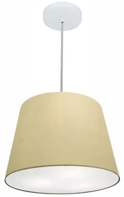 Lustre Pendente Cone Md-4246 Cúpula em Tecido 30/40x30cm Algodão Crú - Bivolt