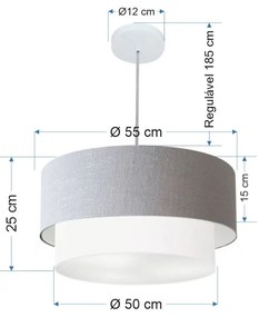 Pendente Cilíndrico Rustico Cinza e Branco MJ-4352 Para Mesa de Jantar e Estar