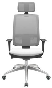 Cadeira Office Brizza Tela Cinza Com Encosto Assento Aero Branco Autocompensador 126cm - 63196 Sun House