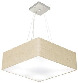 Lustre Pendente Quadrado Md-4032 Cúpula em Tecido 15/50x50cm Rustico Bege - Bivolt