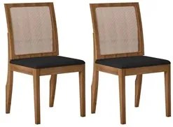 Kit 2 Cadeiras de Jantar Joana N04 Facto Plus Preto/Ipê - Mpozenato