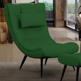 Poltrona Decorativa Sala de Estar Pés Palito Letty Veludo Luxo Verde G19 - Gran Belo