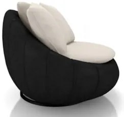Poltrona para Sala Giratória Redonda Saphire Z32 Linho Bege/Preto - Mp
