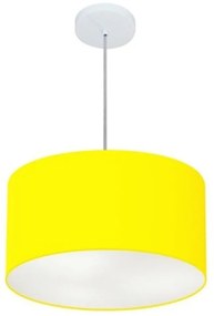 Lustre Pendente Cilíndrico Md-4099 Cúpula em Tecido 40x25cm Amarelo - Bivolt