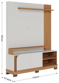 Estante de TV 65 Polegadas 152cm Itaim C04 - D'Rossi - Off White Matte e Freijó