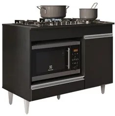 Balcão Multiuso para Cooktop 4 Bocas Georgia Preto - Lumil Móveis