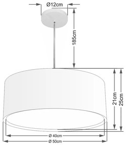 Lustre Pendente Cilíndrico Duplo Vivare Md-4294 Cúpula em Tecido 50x25cm - Bivolt