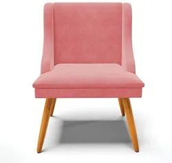 Kit 4 Cadeiras Estofadas para Sala de Jantar Pés Palito Lia Suede Rosê