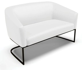 Sofá 2 Lugares Namoradeira Industrial Preto Stella Sintético D03 - D'Rossi - Branco