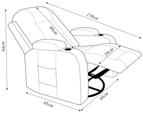 Poltrona do Papai Reclinável Giratória e Balanço Sala de Cinema Crihs Manual Glider PU Branco G23 - Gran Belo