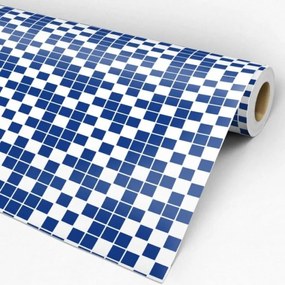 Papel de parede adesivo pastilha azul e branca