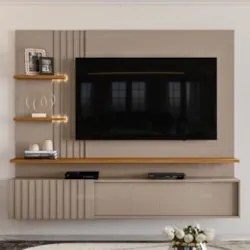 Painel Para TV Até 55 Pol. Bancada Suspensa Atena Fendi/Naturale - Mad