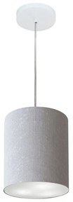 Lustre Pendente Cilíndrico Md-4012 Cúpula em Tecido 18x25cm Rustico Cinza - Bivolt