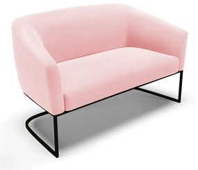 Sofá Namoradeira e 2 Poltronas Base Industrial Preto Stella Suede D03 - D'Rossi - Rosa Bebê