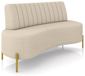 Sofá 2 Lugares Living 135cm Pé Ferro Dourado Maraú Bouclê Creme K01 - D'Rossi