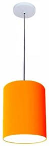 Luminária Pendente Vivare Free Lux Md-4103 Cúpula em Tecido - Laranja - Canopla branca e fio transparente