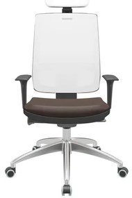 Cadeira Office Brizza Tela Branca Com Encosto Assento Facto Dunas Marrom Autocompensador 126cm - 63260 Sun House