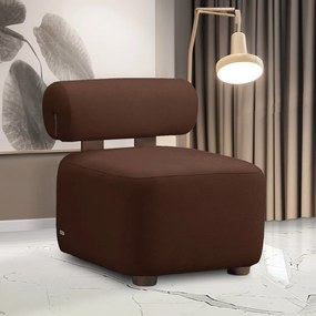 Poltrona Decorativa para Sala Helora Bouclê E03 - D'Rossi - Marrom