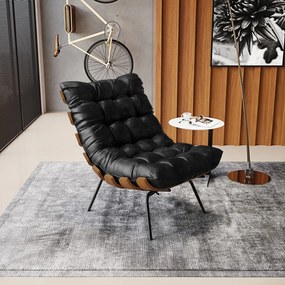 Poltrona Costela Corano Base Metálica Preto - D'Rossi - Preto