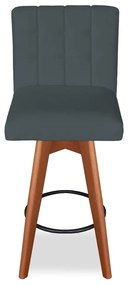 Banqueta Alta Sueli Com Base Giratória Suede Cinza Grafite