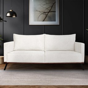 Sofá Living 2 Lugares com Pés de Ferro Almofadas Soltas 200cm Saiph Bouclê Off White G63 - Gran belo