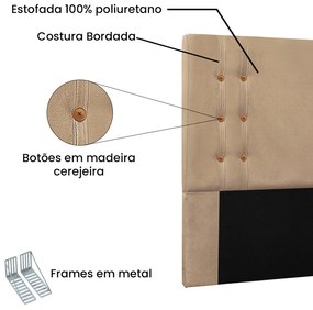 Cabeceira Cama Box King 195cm e Recamier Gênova Suede S04 - D'Rossi - Bege