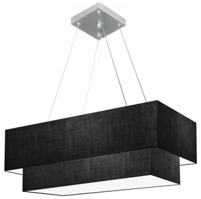 Lustre Pendente Duplo Retangular Vivare Md-4321 Cúpula em Tecido 80x40cm x 70x30cm - Bivolt