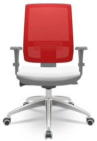 Cadeira Brizza Diretor Grafite Tela Vermelha Assento Aero Branco com Autocompensador e Base em Alumínio  - 65751 Sun House