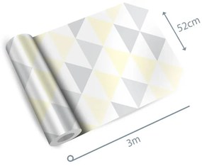Papel de parede adesivo triângulo amarelo cinza e branco