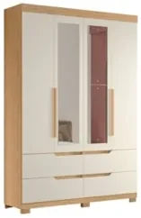Guarda Roupa Casal 240cm com Espelho Doble Off/Freijó - Albatroz