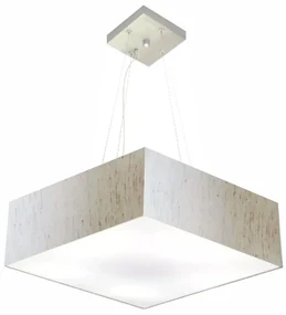 Lustre Pendente Quadrado Md-4032 Cúpula em Tecido 15/50x50cm Linho Bege - Bivolt