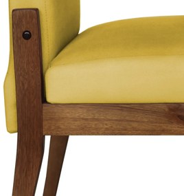 Conjunto 4 Cadeiras De Jantar Aurora Base Madeira Maciça Estofada Suede Amarelo