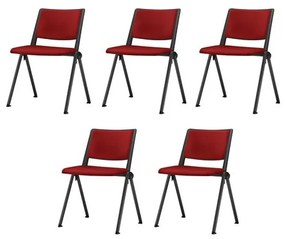 Kit 5 Cadeiras Up Assento Estofado Vermelho Base Fixa Preta - 57825 Sun House