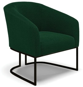 Poltrona Decorativa Base Industrial Preto Stella Bouclê D03 - D'Rossi - Verde