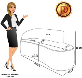 Sofá 3 Lugares Orgânico 180 cm Morgan Suede D03 - D'Rossi - Bege