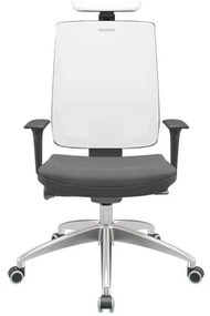 Cadeira Office Brizza Tela Branca Com Encosto Assento Poliéster Cinza Autocompensador 126cm - 63274 Sun House