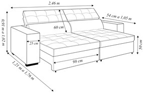 Sofá Decorativo Hugo 2 Lugares 246cm Reclinável e Retrátil Veludo Marrom G45 - Gran Belo