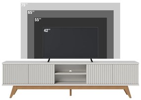 Rack para Sala Bancada de TV 75 Pol 218cm Pollyana Off White Matte C04 - D'Rossi