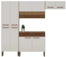 Cozinha Compacta Com Balcão 221cm Vivian Nogueira/Off White Z06 - Mpoz