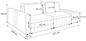 Sofá Ilha com Encosto e Almofadas Móveis Olimpo 245cm Modulado Linho/PU Terracota/Marrom G45 - Gran Belo