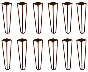 Kit 12 Pés de Metal 25 CM Hairpin Legs Rack e Puffs Bronze G41