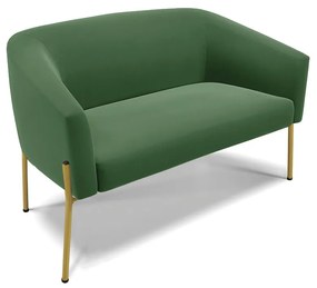 Sofá 2 Lugares Namoradeira Pé de Ferro Dourado Stella Suede D03 - D'Rossi - Verde