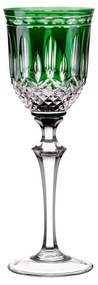 Taça de Cristal Lapidado p/ Vinho Tinto Verde Escuro