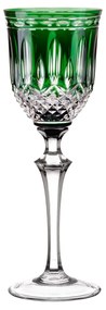 Taça de Cristal Serenata Lapidado p/ Vinho Tinto Mozart Verde Escuro