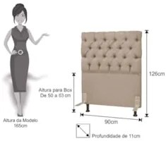 Cabeceira Cama Box Solteiro 90cm Cristal Linho Bege - MV Estofados