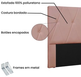 Cabeceira Cama Box Casal 140 cm Aquilla Veludo Rosa S04 - D'Rossi