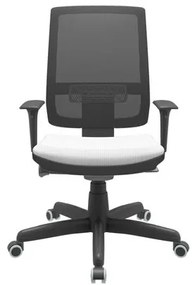 Cadeira Office Brizza Tela Preta Assento Aero Branco Autocompensador Base Standard 120cm - 63694 Sun House